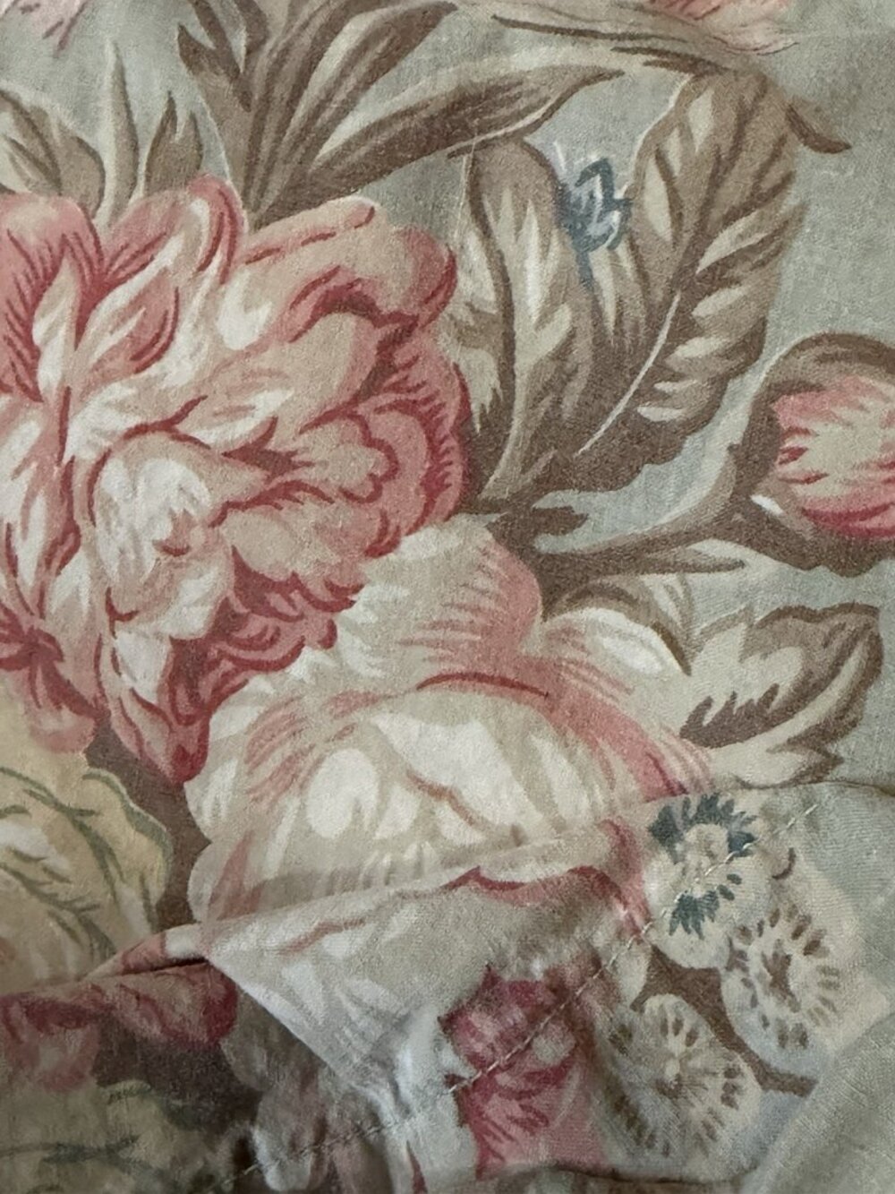 Vintage Ralph Lauren Charlotte Sage Green Floral Cotton Sheet Cottagecore queen - Picture 2 of 4
